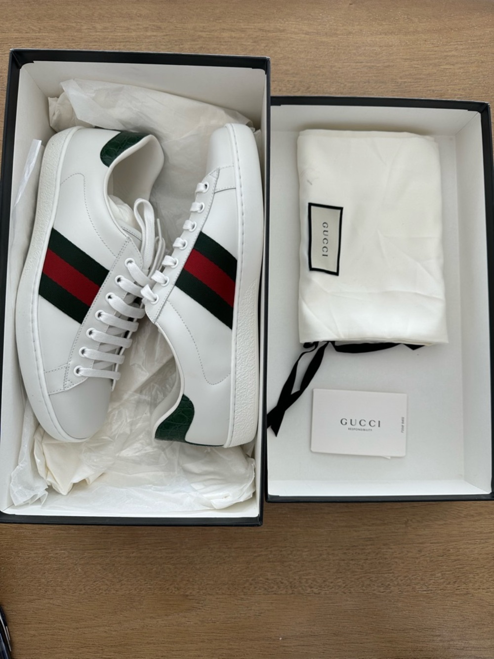 Gucci Men’s Ace Sneaker with Web (Size 8M)